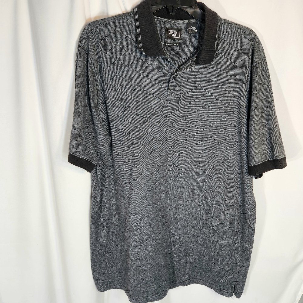 Junction West Swift-Dry Grey w/ Black Accents Two Button Polo Shirt Size Large
